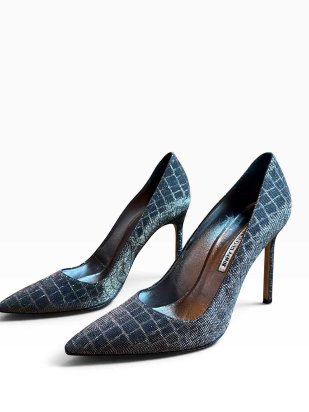 MANOLO BLAHNIK BB Pump Metallic Lurex Pointed Toe Stiletto Heels EU 39 US 9